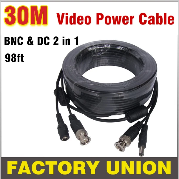 98Ft 30 m BNC кабель пост. тока с разъемом и CCTV кабель BNC power video Plug and Play кабель для системы видеонаблюдения и DVRs