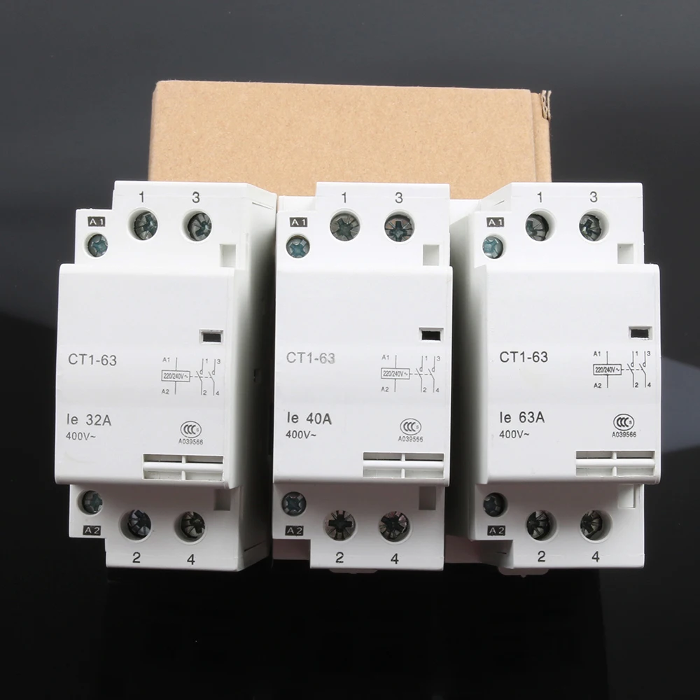 Auxiliar de partida 40A 32A CT1 CT1-63 63A Американская классификация проводов 2р 220V 230V 50or60HZ Din rail AC контактор для дома стартер