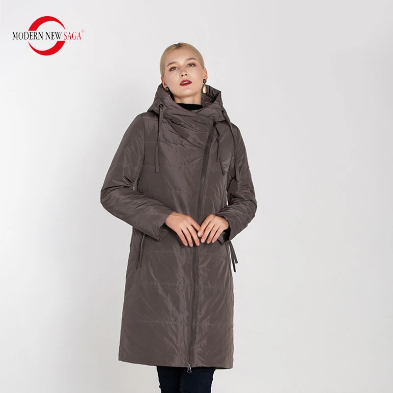 MODERN NEW SAGA Women Long Style Coat And Jacket Winter Warm Parkas Female Solid Zipper Outerwear Casacos De Inverno Feminino