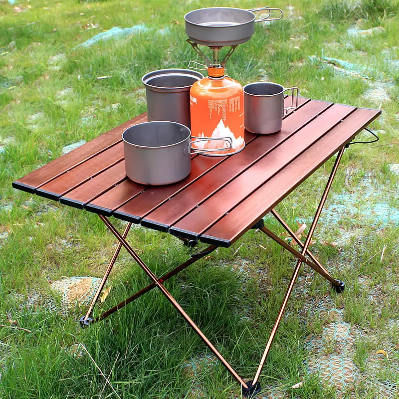  Portable Camping Side Tables with Aluminum Table Top: Hard-Topped Folding Table in a Bag for Picnic