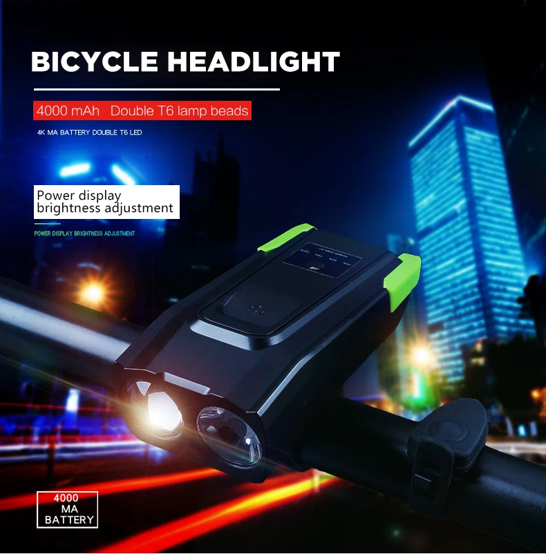 Top 4000mAh Smart Bicycle Front Light 120dB Horn USB Rechargeable MTB Road Bike LED Headlight Waterproof Touch Cycling FlashLight 0 Top 4000mAh Smart Bicycle Front Light 120dB Horn USB Rechargeable MTB Road Bike LED Headlight Waterproof Touch Cycling FlashLight 0
