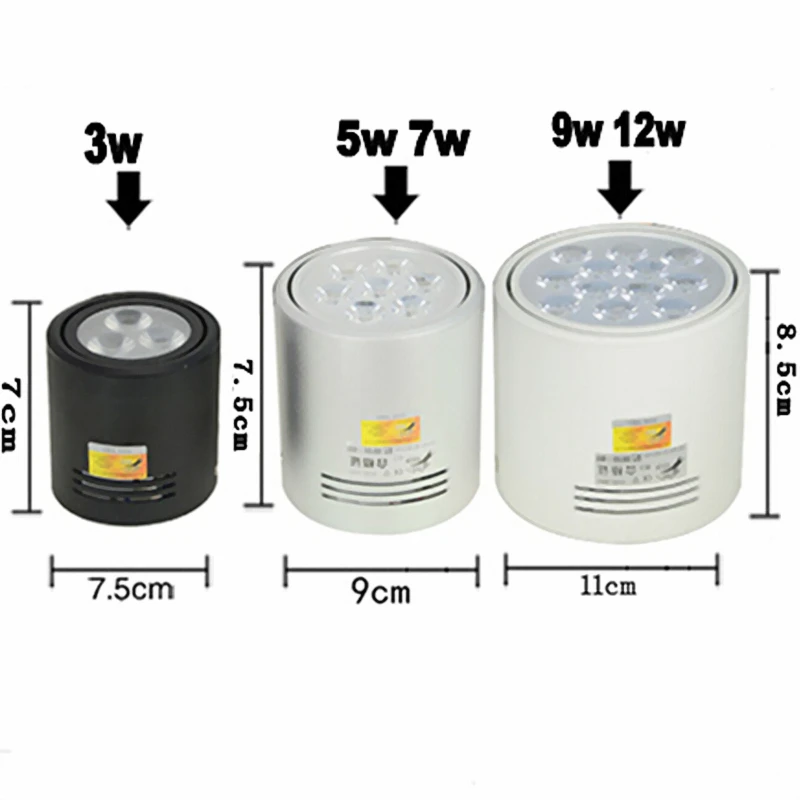 Поверхностного монтажа светодиодный светильник 3W5W7W9W12W15W18W AC85-265V высокой яркости Светодиодный точечный светильник потолочный светильник ing RoHS CE