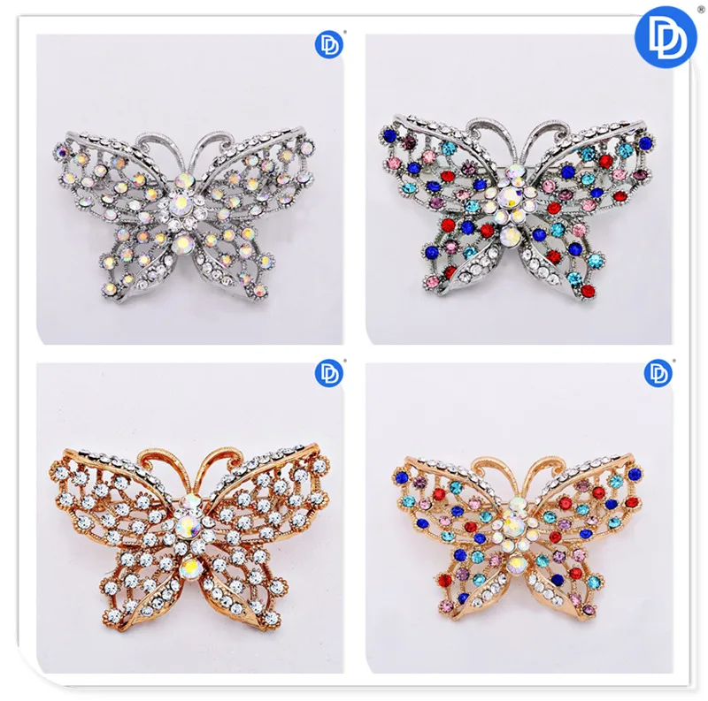 

Mother's Day Rhinestone Buttterfly Brooches Alloy Jewelry Pins Plated Decoration for Clothes Gift