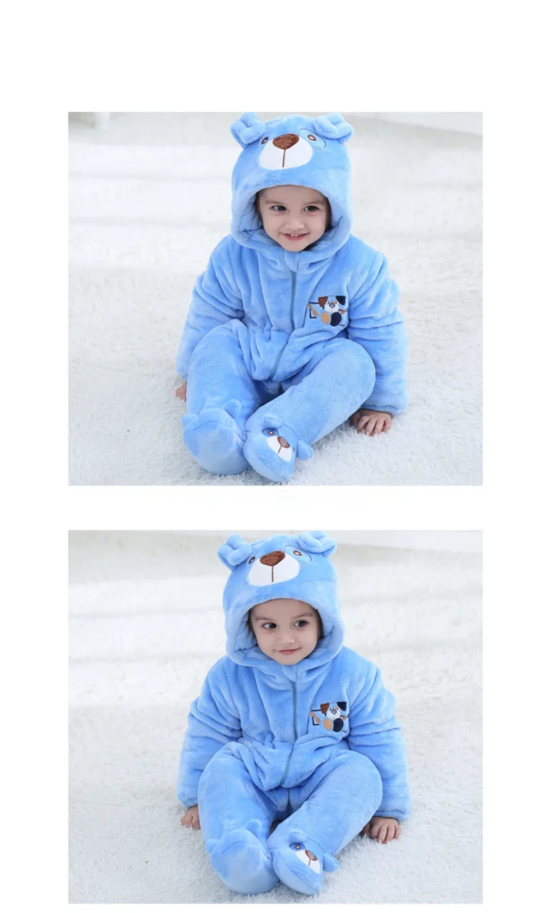 0-3 Years Old Infants New Baby Boy Rompers Baby Girl Winter Thick Flannel Two Color Pet Dog Cotton Clothes Children's Clothing01