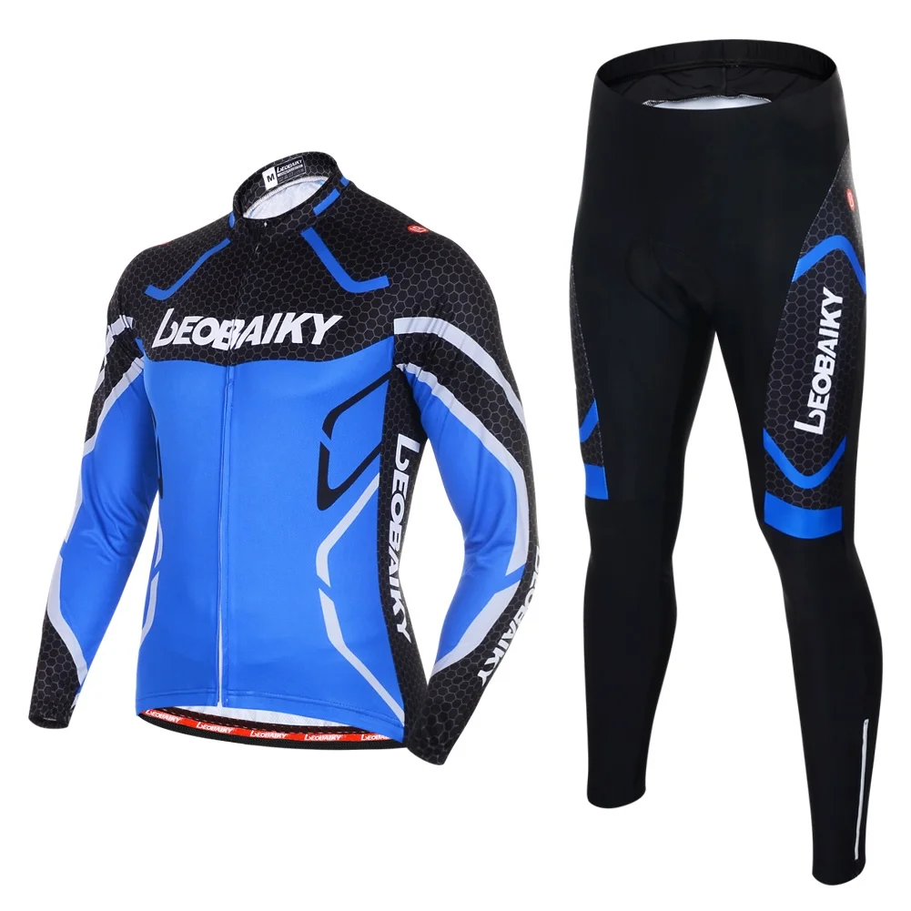 Pro Team Riding Clothing Set Cycling Jersey Men Long Sleeve Mens Bicycle Clothes MTB Wear Outdoor Bike Cycle Accessories - Цвет: blue long set