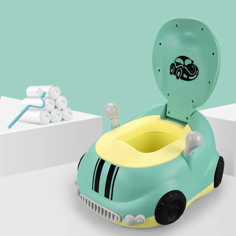 Baby Toilet Seat Cute Car Children's Pot Toilet Portable Training Boy Girls Child Potty Children's Toilet Baby Potty - Цвет: Green