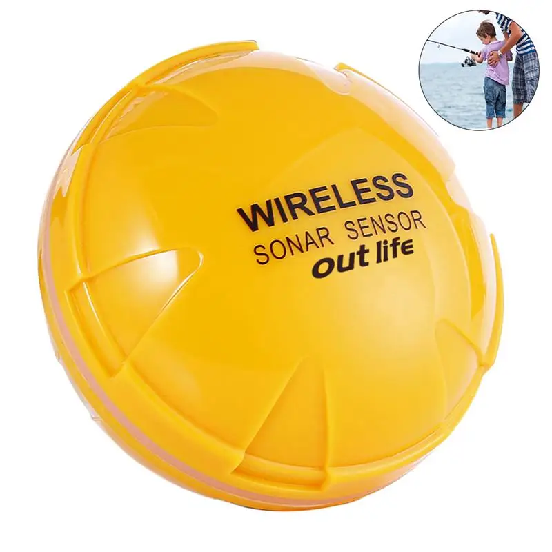 

RUNACC Portable Fish Finder Wireless Sonar Sensor Fishfinder Rechargeable Smart Depth Locator with Fish Alarm Yellow