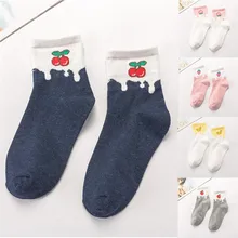 Спортивные носки Модные женские хлопковая ткань носки для девочек Теплые ColorfulBanana молоко узор#2m08