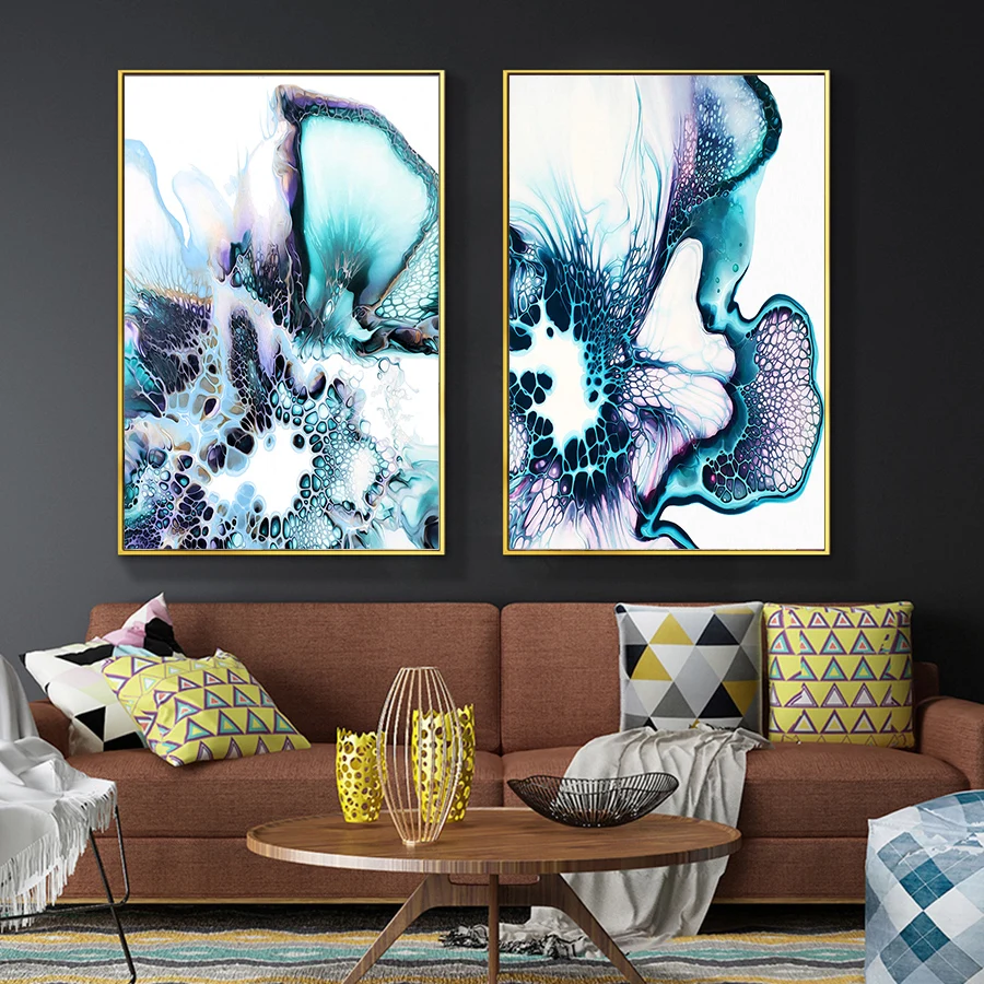 4 - Abstract Art Wall Posters and Print Cuadro Colorful Abstract Marble Texture Pictures for Living Room Study Canvas Painting Decor