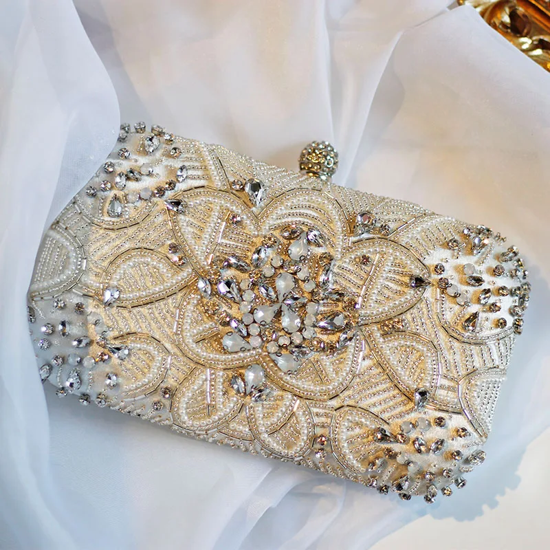 Luxury Women Evening Bags Fashion Pearl Beaded Diamond Women Evening Clutch Bag Bridal Wedding Purse Handbag Shoulder Bag Chain Luxury Women Evening Bags Fashion Pearl Beaded Diamond Women Evening Clutch Bag Bridal Wedding Purse Handbag Shoulder Bag Chain