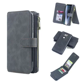 

Wallet Case for Galaxy A8 2018 Detachable Magnetic Flip Cover with 12 Card Holders Cash Pocket Leather Case