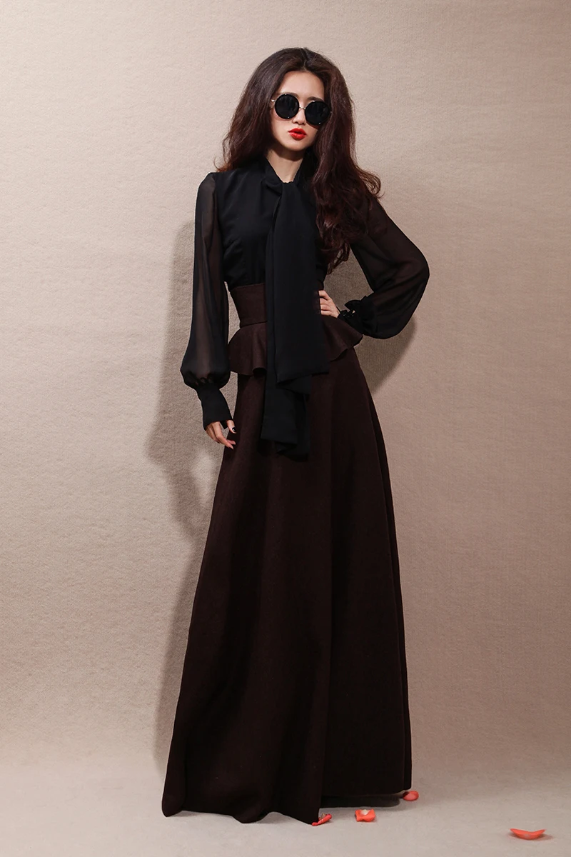 Aanpassen Vrouw winter herfst plus size XS 8XL hoge taille 50% wollen lange rok etek maxi een lijn tutu rokken saias faldas longa Aanpassen Vrouw winter herfst plus size XS 8XL hoge taille 50% wollen lange rok etek maxi een lijn tutu rokken saias faldas longa