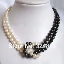Новая классическая мода 7-8 мм белый натуральный пресноводный жемчуг ожерелье# sd654r6e