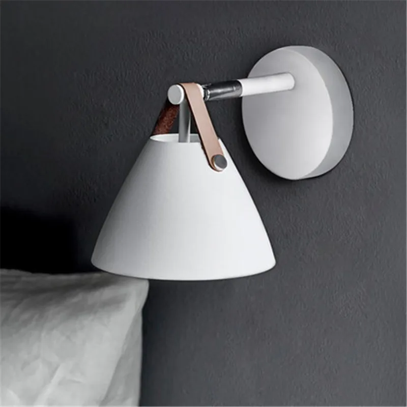 

Simple Modern LED Wall Light Nordic Loft Style Adjust Wall Sconce Iron Leathern Rotating Bedside Wall Lamp Fixtures Lampara