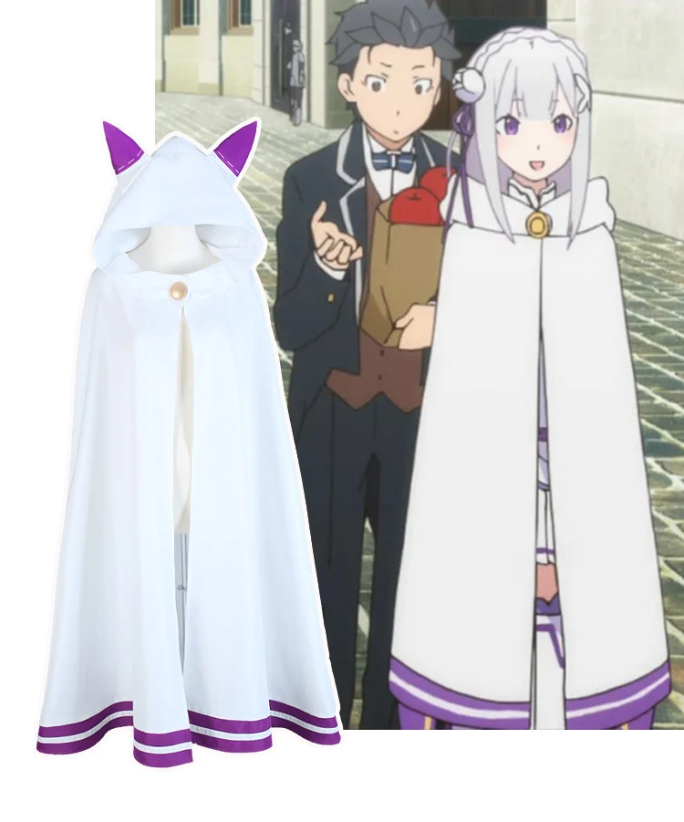 Новинка Re:Zero kara Hajimeru Isekai Seikatsu Emilia накидка с кошачьими ушками для костюмированной