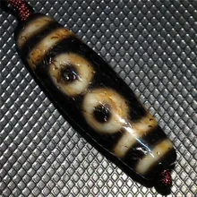 181024-1 античные атмосферные вены в возрасте натуральный агат 5 глаз тибетские бусины дзи мощный амулет Античная Коллекционная Сертифицированная