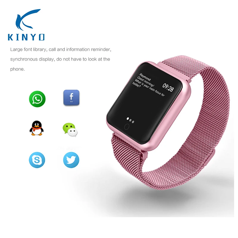 

Steel smart bracelet heart rate blood pressure monitoring smart band remote camera wristband straps changeable woman smart watch