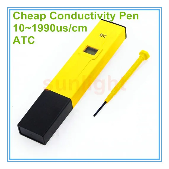 

Wholesale 10pcs/lot Cheap Conductivity Pen Meter 10~1990us/cm with ATC function