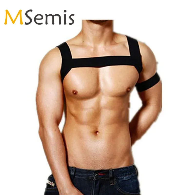 

Men Harness Bondage Hollow Out Harness Men Lingerie Arnes Hombre Shoulder Muscle Support Brace Adjustable Bondage with Arm Band