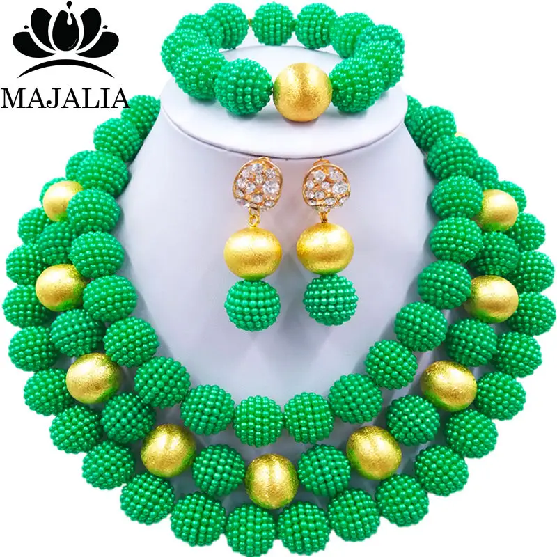 Nigerian Wedding African Beads Jewelry Set Simulated Pearl Necklace New Picture (11)