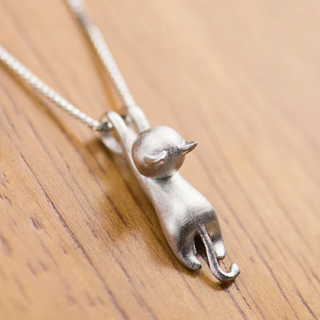 pendentif chat manège à bijoux couleur argent – Image 4
