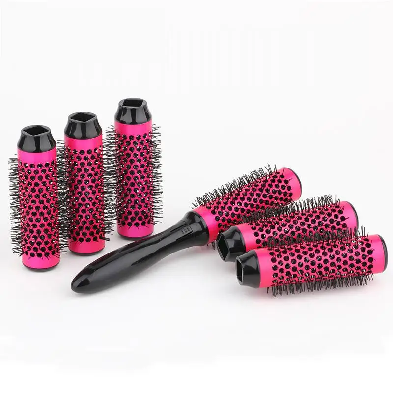 6 Rollers Round Hair Brush Set Aluminum Barber Hair Comb 35mm Ceramic Hair Brush Salon Tool Detachable Head Hair Brush Comb Set 6 Rollers Round Hair Brush Set Aluminum Barber Hair Comb 35mm Ceramic Hair Brush Salon Tool Detachable Head Hair Brush Comb Set
