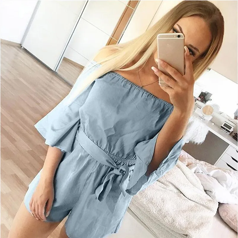 NEW Fashion summer jumpsuit woman 2018 Holiday Casual Mini Playsuit Ladies Jumpsuit Beach Short Pants pantaloni siamesi J28#N (3)