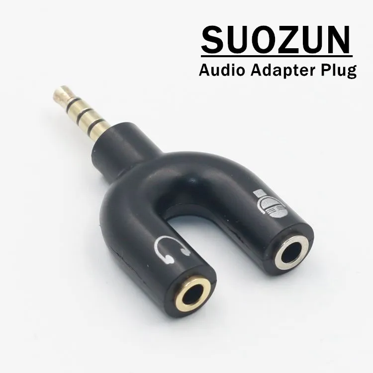 SUOZUN Y shape 3.5mm Stereo Splitter Audio Male to Earphone Headset + Microphone Adapter for PC IPhone Smartphone Mobile Phone SUOZUN Y shape 3.5mm Stereo Splitter Audio Male to Earphone Headset + Microphone Adapter for PC IPhone Smartphone Mobile Phone