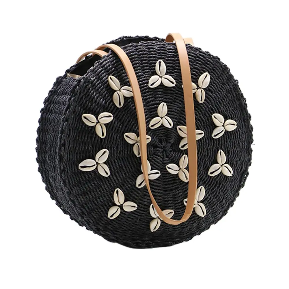 المرأة قذيفة القش حقيبة من القماش الكتف جولة الشاطئ Crossbody حقيبة مناسبة ل عطلة السفر