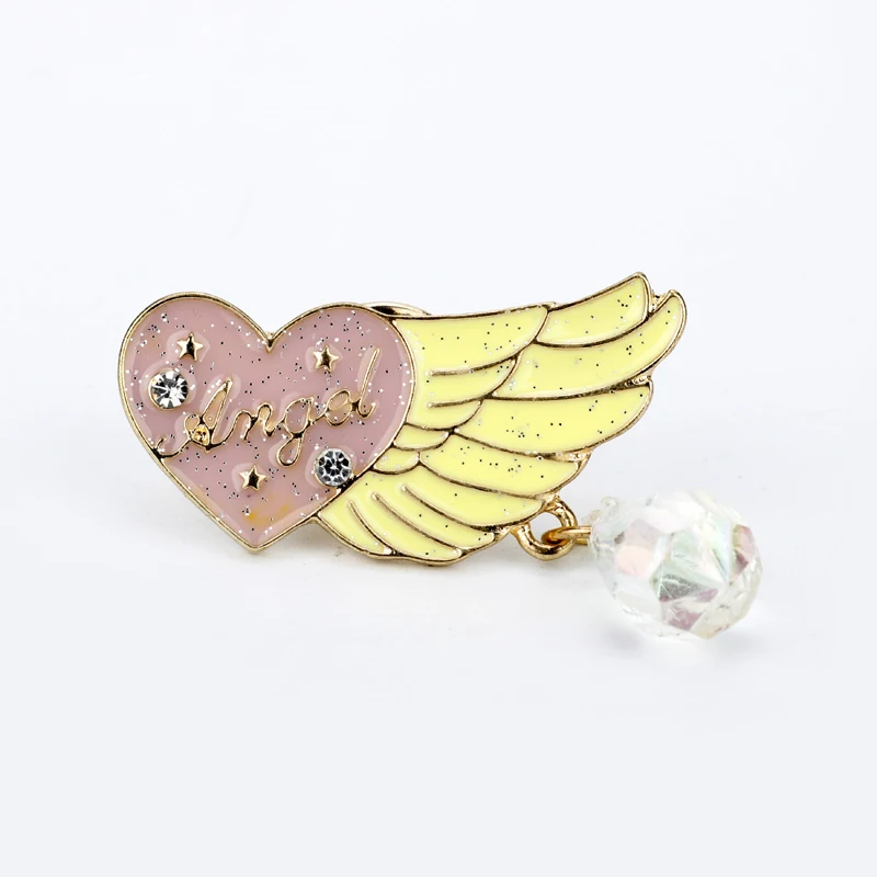 

Cute Unicorn Wing Heart Brooch Enamel Pins Women Hat Bag Lapel Brooch
