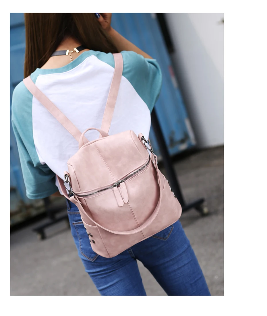 Корейский школьный рюкзак для женщин&#39s кожаный рюкзак с заклепками школьный рюкзак для девочек Повседневный Sac A Dos Mochila Feminina рюкзак