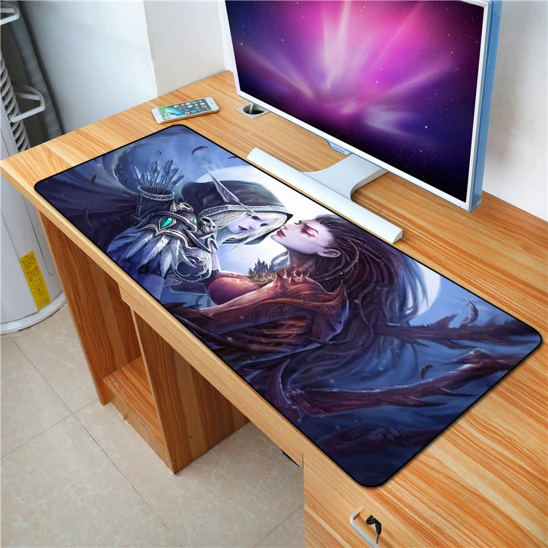 Дешево FFFAS 90x40 см World of Warcraft коврик для мыши XL Большой Противоскользящий большой стол подушка коврик для мыши игровая геймерская мышь клавиатура нас...