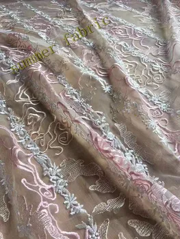 

Hot sale african wedding embroidery net lace and fabric for summer dress