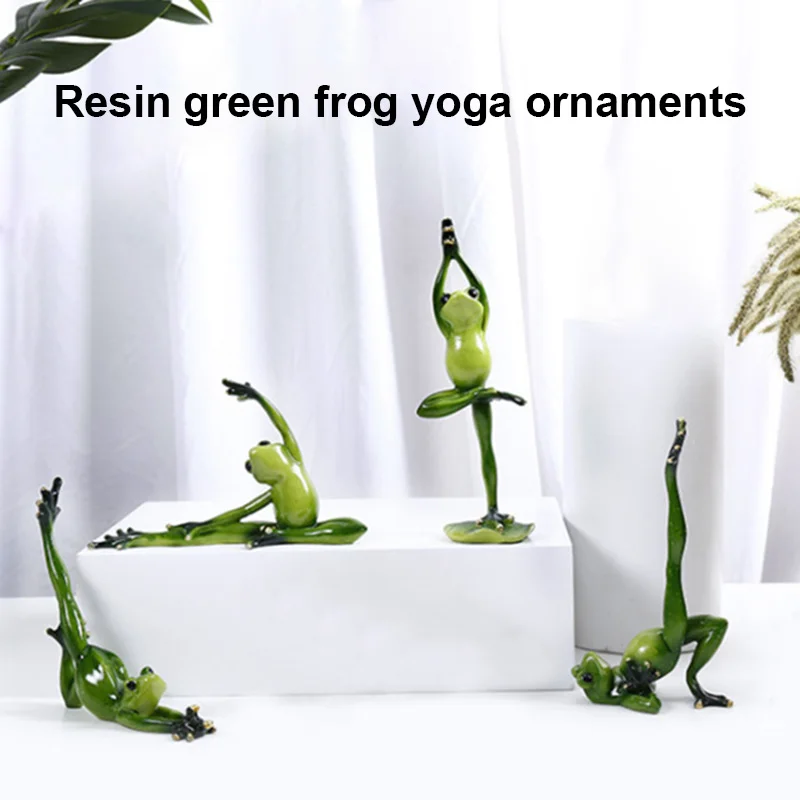 

Green Yoga Frog Shaped Decoration 3D Resin Statues for Bedroom Living Room @LS MA15