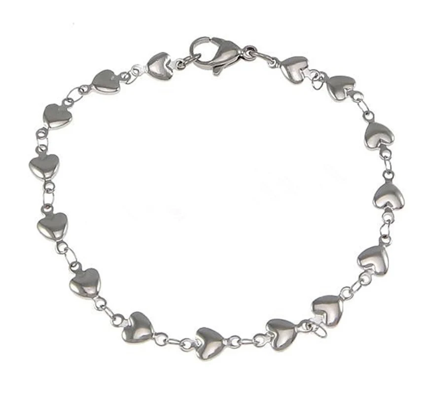 

Bracelets For Women Stainless Steel Heart Chain Love Bracelets Bangle Women Man Link Jewelry Accessories Friendship Wristbands