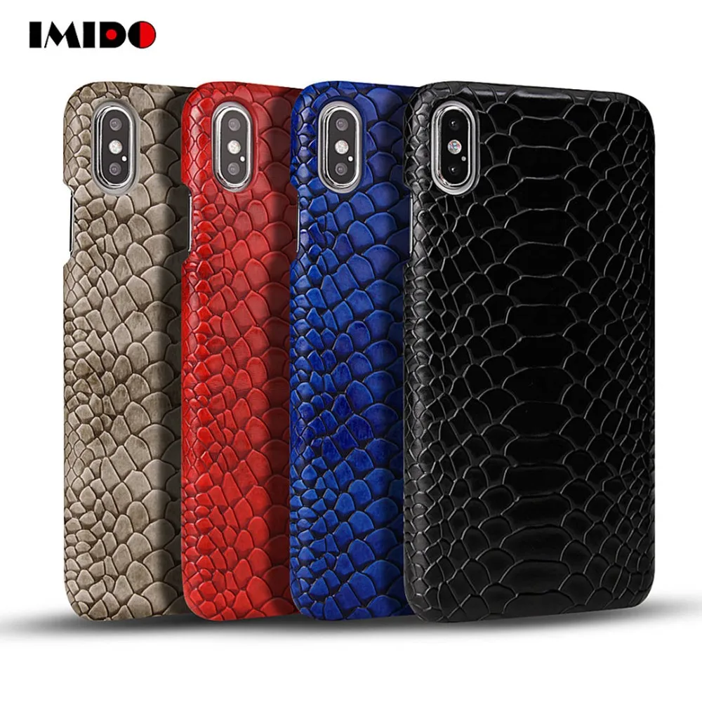 

IMIDO Luxury Leather PU Phone Case For iPhone 7 Case Snakeskin Pattern Design Cover For iPhone X XR XS MAX 8 7 6 6S Plus Coque