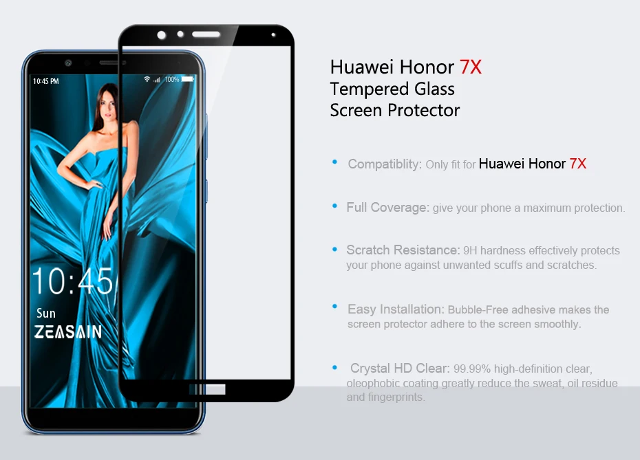 Original ZEASAIN 2.5D Full Cover Screen Protector Tempered Glass for Huawei Honor 7X 7 X 9H Toughened Glass Protective Film (5)