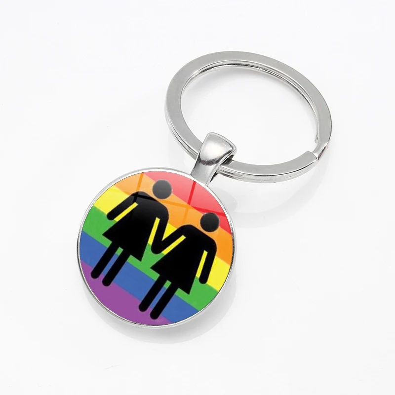 LGBT keychain Pride Gay Lesbian Rainbow keytag key ring men women Gift Keychain 