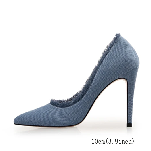 11 43 Ultra Plus Size Pointed Toe Stiletto Women Denim Navy Blue Pumps 12 44 Low Heels High Super Crossdresser Shoes|Women's Pumps| - AliExpress