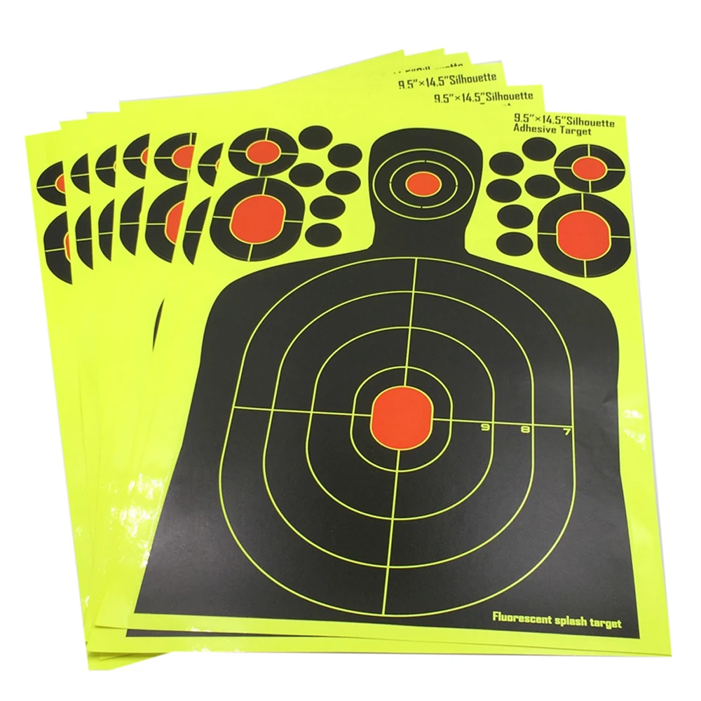 

GUGULUZA 10 PCS 25x 37cm Splatter Reactive Sticker Adhesive Gun Shooting Yellow Target Paper
