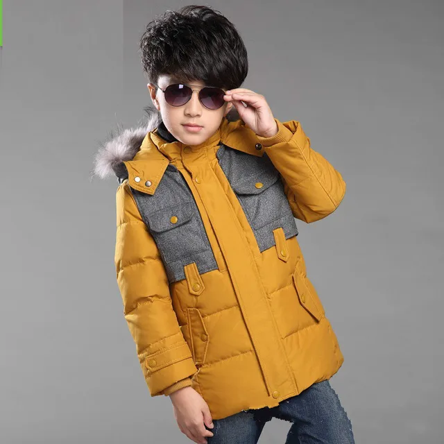 New Baby Boys Winter Coat 6 To 14 Years Hooded Children Patchwork Down