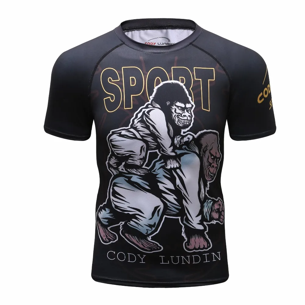 Новинка 2018 компрессионная рубашка Rashguard с коротким рукавом 3D принт BJJ Jiu футболка