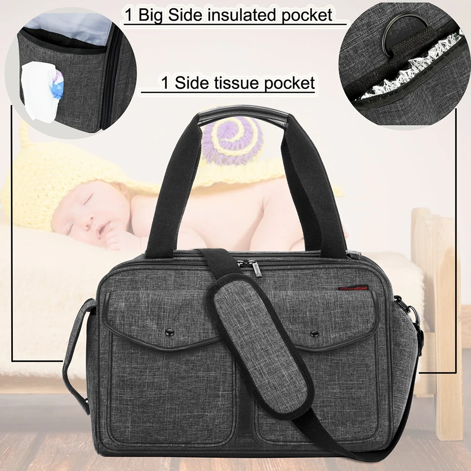 Детский подгузник сумка с изолированными карманами подгузник сумки многофункциональные детские аксессуары сумка через плечо включает пеленальный коврик