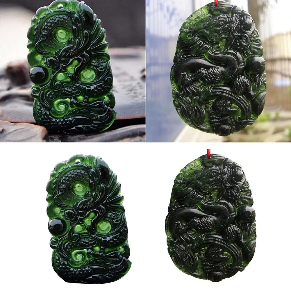 Натуральный черный зеленый нефрит кулон китайский дракон в форме ручной работы нефрит настольный декор для учебы и офиса амулет на удачу