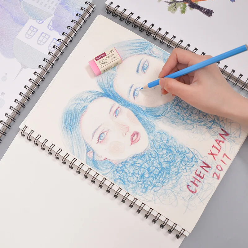 

Art blank A4 paper sketchbook side flip page 50 picture book hand drawing paper Painting, color lead, thick drawing notebook
