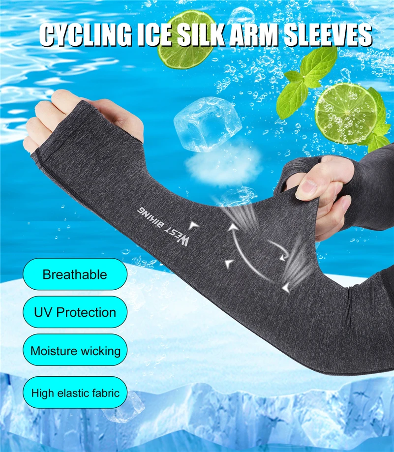 WEST BIKING велосипедные рукава дышащие быстросохнущие для бега баскетбольные рукава налокотники для фитнеса для рук с защитой от ультрафиолета