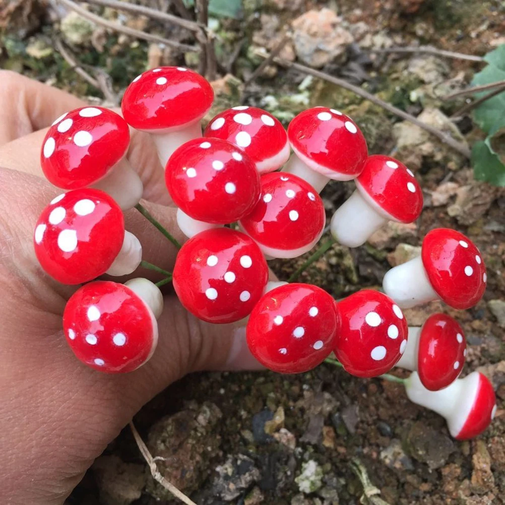 20X DIY Mini Red Mushroom for Mini Plant Pots Fairy Decor Garden DollhouseFHD 