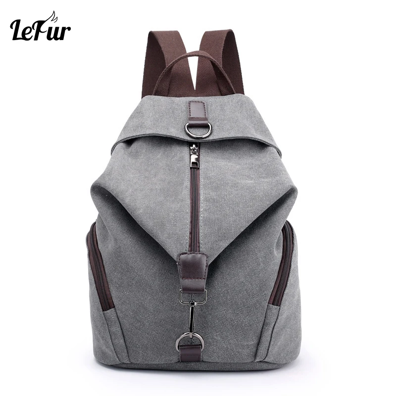 

LEFUR Hot Women Canvas Backpack Fashion Shoulder Bag Ladies Casual Travel Back Pack School Bagpack Trend Back Pack