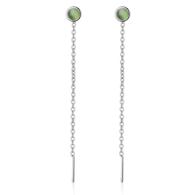 

Sole Memory Temperament Green Opal Fresh Wire Simple 925 Sterling Silver Temperament Fashion Female Dangle Earrings SEA432