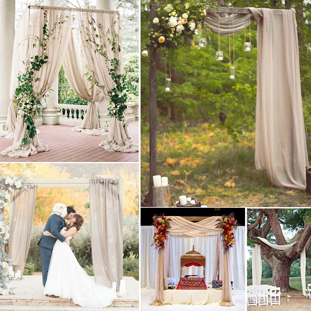 

5M Nude Chiffon Fabric For Wedding Backdrops Party Ceremony Arch Drapery Venue Hanging Decorations Favors
